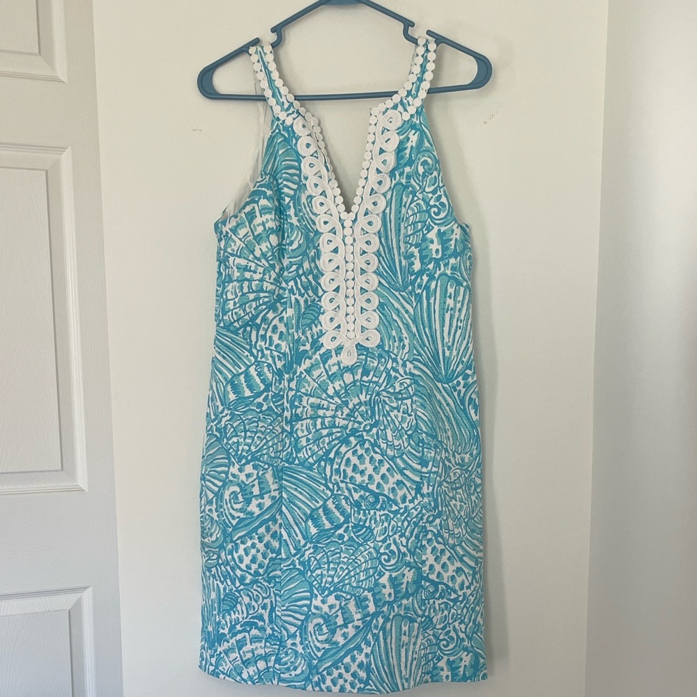 Lily Pulitzer Turquoise and White Patterned Mini Dress